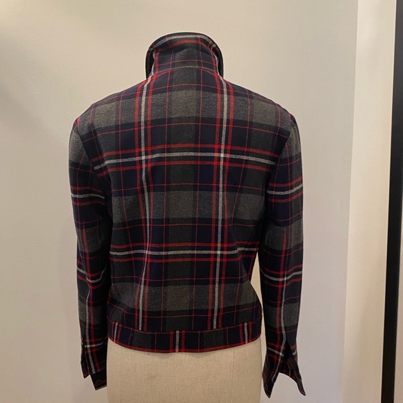 David Brooks Womens Vintage Wool Blue Red Gray Plaid Bomber Jacket / Size M - Picture 5 of 12